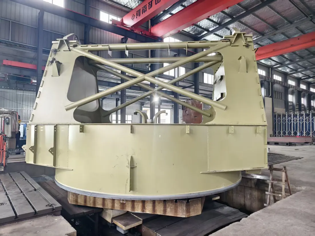 Large fabricated marine structure in a manufacturing workshop