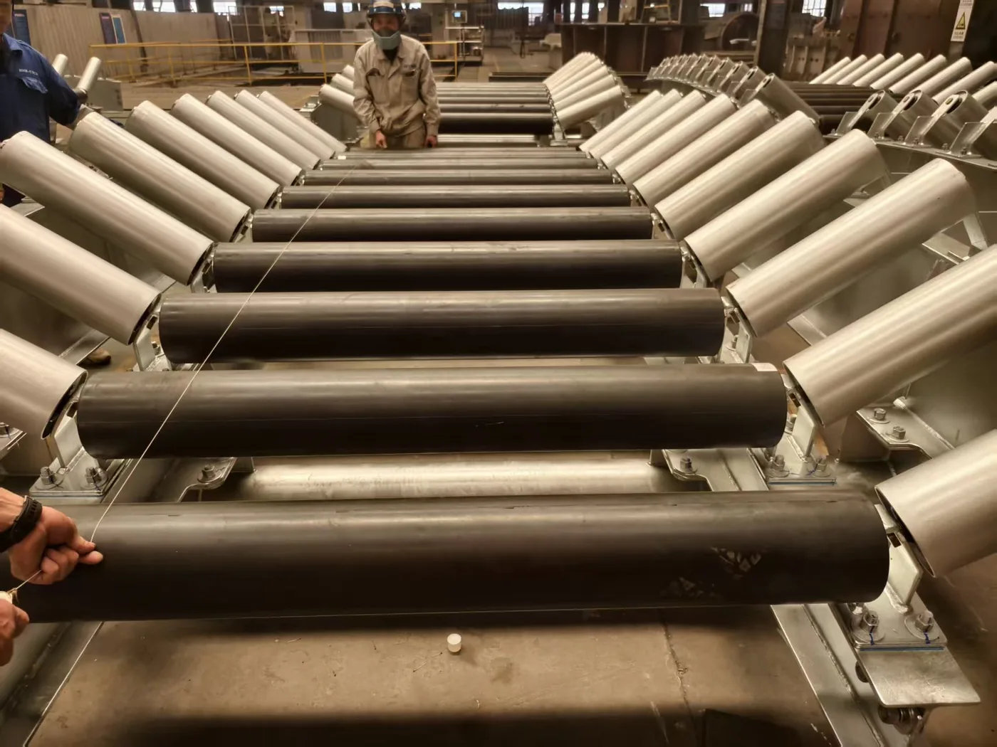 Dimensional inspection of fabricated industrial rollers in a workshop
