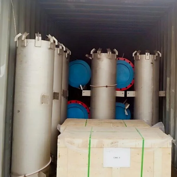 Fabricated process equipment packed inside a container for shipment